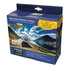 Truck System Technology (TST) TST-507-RV-2-C Tire Pressure Monitoring System - TPMS; 507 Series; For Use On Rubber Or Metal Valve Stems And For RV And Trailer Applications; 2 Cap Sensors; 3-1/2 Inch TST Wide Screen Color Display; With Audio And Visual Alerts; With Replaceable Battery/ Two Installation Wrenches/ Rubber Display Mount/ Suction Cup Display Mount/ USB And 12 Volt Charging Capabilities/ Detailed User Manual/ One 507 Repeater