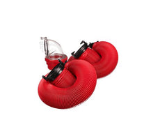 Valterra D04-0115 Sewer Hose -  EZ Coupler -  20 Foot Extended Length -  25 Inch Compressed Length For Each 10 Foot Section -  3 Inch Diameter -  18 Mil Vinyl -  UV Protectant -  Red With Black Fittings -  With Two 10 Foot Hoses/ Rotating Fittings/ Universal 90 Degree Sewer Adapter