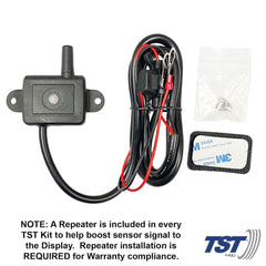 Truck System Technology (TST) TST-507-FT-4 Tire Pressure Monitoring System - TPMS; 507 Series; For Use On Metal Valve Stems And For RV And Trailer Applications; 4 Flow Thru Sensors; 3-1/2 Inch TST Wide Screen Monochromatic Display; With Audio And Visual Alerts; With Two Installation Wrenches/ Rubber Display Mount/ Suction Cup Display Mount/ USB And 12 Volt Charging Capabilities/ Detailed User Manual/ One 507 Repeater