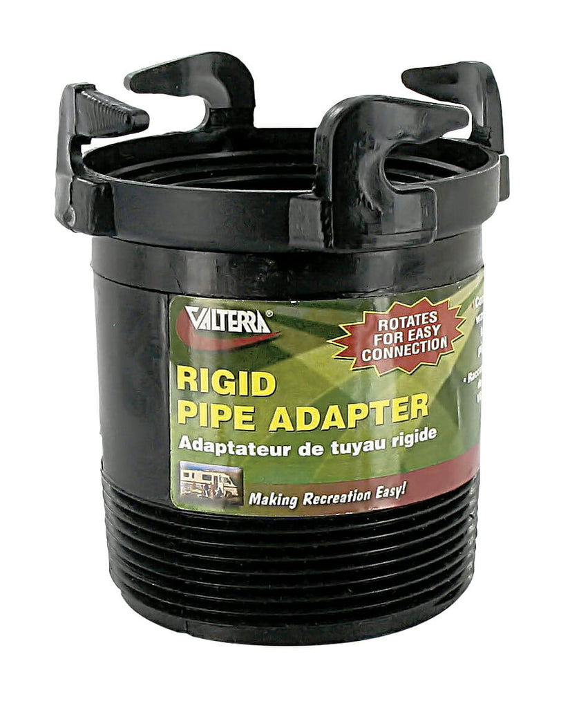 Valterra T1027 Sewer Waste Valve Fitting -  Rotating Rigid Sewer Pipe With 3 Inch Male Thread x Bayonet Hooks -  Without Flange -  Plastic