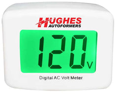 Hughes Auto DVMDUAL Line Voltage Monitor; Provides A Continuous And Accurate Reading Of AC Line Voltage; Plug-In; Measures Voltage Between 90 To 132 Volt AC; Digital Display; If the LED light Is Green Voltage Is An Acceptable Range And Red LED Light Voltage May Be Damaging To RV