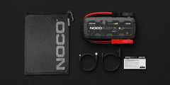 Noco GBX155 Battery Portable Jump Starter; UltraSafe ®; 12 Volt Lead-Acid Batteries; 4250 Amp Peak; With LED Flash Light; Dual USB Port For Charging Smartphones/ Tablets/ Laptops/ Wearables And 60 Watt USB-C Input/ Output Connection; With Jumper Cable With Integrated HD Precision Battery Clamps/ 24 Inch USB-A To USB-C Cable/ 24 Inch 12 Volt To USB-C Cable/ Microfiber Storage Bag