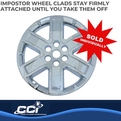 Coast2Coast: IWCIMP804X Wheel Skin -  IMPOSTOR ® -  20 Inch -  6 Spokes -  Snap-On -  Plated -  Chrome -  ABS Plastic -  Single -  Clad Replacement -  Fits Over And Into OEM Wheel