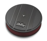 Holley Performance 120-153 Air Cleaner Assembly; 5-1/8 Inch Flange; 14 Inch Diameter; Round; Black; Finned Aluminum; Holley Script; With 3 Inch Premium Filter; With Hold Down Screw