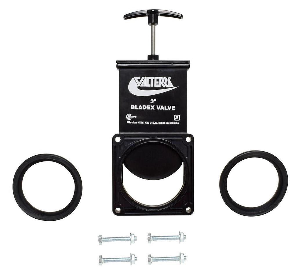 Valterra T1003VPM Sewer Waste Valve -  Bladex ™ -  Replacement Waste Valve Body For Bladex ™/ Bristol/ Anonda Valves -  Handle Actuated -  Waste Valve Body Only -  3 Inch Waste Valve -  Without Fittings -  With Metal Handle -  Without Cap -  Without Coupler -  With Seals/ Nuts and Bolts -  With Retail Package