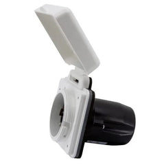 Hughes Auto SV30API-W Power Inlet Port; SafeView™; Manual Power Disconnect; 30 Ampere; 120 Volt; -20 To 65 Degree Celsius Working Temperature/ -40 To 85 Degree Celsius Storage Temperature; White; Nickel Plated Contacts; Twist Lock Design; ETL Certified; With Water Resistant Cover And Halo Status Light