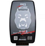 Hughes Auto PWD50-EPO-H Surge Protector; Protect From Damaging Low/ High Voltage Levels and Power Surges When Connected To Campground Power Supply; Hardwired Installation; 4800 Joules Of Advanced Surge Protection; 50 Amp; Bluetooth Connectivity; Hardwired; With Fault Indicator Light And Emergency Power Off; With Plug Head Handle Grip; Smart Technology Compatible