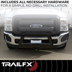 TrailFX B0040B Bull Bar -  TFX Bull Bars -  Powder Coated -  Black -  Steel -  3 Inch Diameter -  With Skid Plate -  With Holes For Optional Lighting -  6-1/2 Inch Max Light/ 20 Inch Max Light Bar