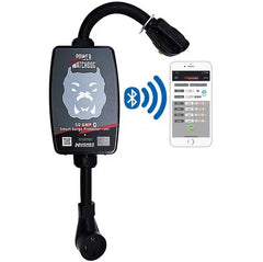 Hughes Auto PWD50-EPO Surge Protector; Protect From Damaging Low/ High Voltage Levels and Power Surges When Connected To Campground Power Supply; Portable; 4800 Joules Of Advanced Surge Protection; 50 Amp; Bluetooth Connectivity; With Fault Indicator Light And Emergency Power Off; With Plug Head Handle Grip; Smart Technology Compatible