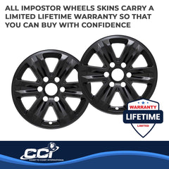 Coast2Coast: IWCIMP387BLK Wheel Skin -  IMPOSTOR ® -  17 Inch -  6 Spokes -  Snap-On -  Painted -  Gloss Black -  ABS Plastic -  Set Of 4