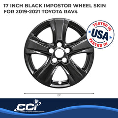 Coast2Coast: IWCIMP434BLK Wheel Skin -  IMPOSTOR ® -  17 Inch -  5 V Spokes -  Snap-On -  Painted -  Gloss Black -  ABS Plastic -  Set Of 4