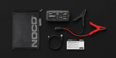 Noco GBX45 Battery Portable Jump Starter; UltraSafe ®; 12 Volt Lead-Acid Batteries; 1250 Amp Peak; USB Port For Charging Smartphones/ Tablets/ Laptops/ Wearables And 60 Watt USB-C Input/ Output Connection; With LED Flash Light; With Jumper Cable With HD Precision Battery Clamps/ 24 Inch USB-A to USB-C Cable/ Microfiber Storage Bag