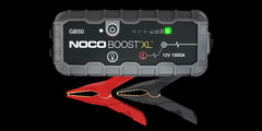 Noco GB50 Battery Portable Jump Starter; 12 Volt Lead-Acid Batteries; 1500 Amp Peak; Up To 30 Jump Starts Per Charge; With Reverse Polarity Protection; With LED Flashlight With 7 Modes; 2.1 Ampere Micro USB Input/ 2.1 Ampere USB Output Conection; With Jumper Cable With HD Clamps/ 12 Volt Car Charger/ Micro USB Cable/ Microfiber Storage Bag/ Safety And Warranty Information