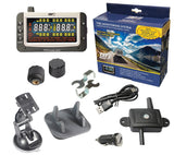 Truck System Technology (TST) TST-507-RV-2-C Tire Pressure Monitoring System - TPMS; 507 Series; For Use On Rubber Or Metal Valve Stems And For RV And Trailer Applications; 2 Cap Sensors; 3-1/2 Inch TST Wide Screen Color Display; With Audio And Visual Alerts; With Replaceable Battery/ Two Installation Wrenches/ Rubber Display Mount/ Suction Cup Display Mount/ USB And 12 Volt Charging Capabilities/ Detailed User Manual/ One 507 Repeater