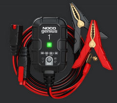 Noco GENIUS1 Battery Charger; For 6 Volt/ 12 Volt Batteries; 120 To 240 Volt AC/ 50 To 60Hz; 9 Step Fully Automatic; 1 Amp Charging Current (6 Volt And 12 Volt); 3-1/2 Inch Length x 2.3 Width x 1.3 Inch Height