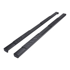 TrailFX A4017B Nerf Bar -  TFX 4" Trapezoid Side Steps -  With Step Pads -  4 Inch Trapezoidal Straight -  Powder Coated -  Titanium Black -  Steel -  With Plastic End Caps -  Rocker Panel Mount