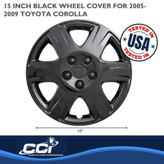 Coast2Coast: IWC42215BLK Wheel Cover -  15 Inch -  6 Spoke -  Gloss Black -  Plastic -  Set Of 4 -  Spring Steel Clip