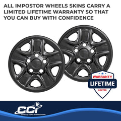 Coast2Coast: IWCIMP77BLK Wheel Skin -  IMPOSTOR ® -  18 Inch -  5 Spokes -  Snap-On -  Painted -  Gloss Black -  ABS Plastic -  Set Of 4
