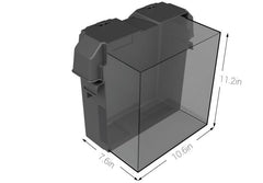 Noco BG6V Battery Box; HM306BKS; Fits 6 Volt Automotive/ Marine/ RV Batteries; Snap-Top; Rugged Design; Black; Reinforced Plastic; Fully Ventilated; 10.6 Inch Length x 7.6 Inch Width x 11.2 Inch Height Internal Dimension; 14.1 Inch Length x 10.6 Inch Width x 12.4 Inch Height External Dimension; UV Resistant; Impact Resistant To -20 Degree Fahrenheit; Coast Guard/ ABYC Certified; Includes 54 Inch Battery Box Strap