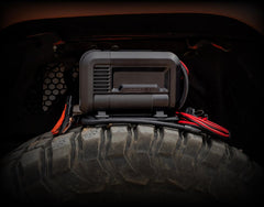Noco AIR20 Tire Inflation Pump; AIR20; Portable Electric Pump; 0 To 40 Pounds Per Square Inch Range; Without Gauge; 3 Foot Braided Inflation Hose; Black; 4 To 122 Degree Fahrenheit Operating/ Storage Temperature; Metal; With 20 Foot Power Cord/ Battery Clamps/ Presta Valve Adapter/ Needle Adapter/ Inflatable Toy Adapter/ Clamps/ Microfiber Storage Bag