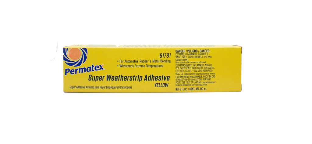 Permatex 81731 Weatherstripe Adhesive; Used To Bond Metal/ Door/ Trunk Moldings/ Automotive Weatherstripping/ Auto Or Van Carpeting/ Fabric-Backed Vinyl Upholstery; 5 Ounce Tube; Paste; Single