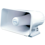 NewMar PA-30/20 Marine Hailer Horn; Used For Indoor/Outdoor Paging And Alarm Systems; 30 Watts Nominal/ 20 Watts Peak Output; 8 Ohm Impedance; White; Plastic; Heavy Duty Commercial; Distortion-Free Waterproof; With Stainless Steel Hardware