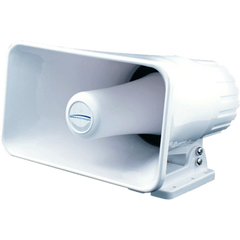 NewMar PA-30/20 Marine Hailer Horn; Used For Indoor/Outdoor Paging And Alarm Systems; 30 Watts Nominal/ 20 Watts Peak Output; 8 Ohm Impedance; White; Plastic; Heavy Duty Commercial; Distortion-Free Waterproof; With Stainless Steel Hardware