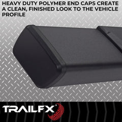 TrailFX A4015B Nerf Bar -  TFX 4" Trapezoid Side Steps -  With Step Pads -  4 Inch Trapezoidal Straight -  Powder Coated -  Titanium Black -  Steel -  With Plastic End Caps -  Rocker Panel Mount
