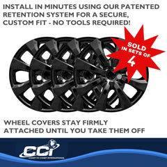 Coast2Coast: IWC54216BLK Wheel Cover -  16 Inch -  Eight Spoke -  Painted Glossy Black -  ABS Plastic -  Set Of 4