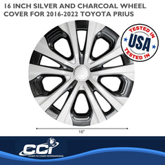 Coast2Coast: IWC52615SC Wheel Cover -  15 Inch -  5 Split Spoke -  Silver And Charcoal -  Plastic -  Set Of 4