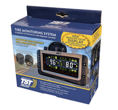 Truck System Technology (TST) TST-507-RV-8-C Tire Pressure Monitoring System - TPMS; 507 Series; For Use On Rubber Or Metal Valve Stems And For RV And Trailer Applications; 8 Cap Sensors; 3-1/2 Inch TST Wide Screen Color Display; With Audio And Visual Alerts; With Replaceable Battery/ Two Installation Wrenches/ Rubber Display Mount/ Suction Cup Display Mount/ USB And 12 Volt Charging Capabilities/ Detailed User Manual/ One 507 Repeater