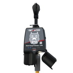 Hughes Auto PWD50EPOW Surge Protector; Power Watchdog Gen II; Used To Monitor Volts/ Amps/ Watts Live On Phone And Detects High Voltage/ Low Voltage/ Open Ground/ Open Neutral/ Over Current; Portable; 50 Ampere Operating Current/ 120 Volt Operating Voltage/ 12000 Maximum Watt; 4600 Joules Of Advanced Surge Protection; Built-In Bluetooth And WiFi; -20 To 50 Degree Celsius Temperature Range; With Fault Indicator Light And Emergency Power Off; Weather Resistant