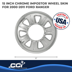 Coast2Coast: IWCIMP21 Wheel Skin -  IMPOSTOR ® -  15 Inch -  7 Dimpled Spokes -  Snap-On -  Plated -  Chrome -  ABS Plastic -  Set Of 4