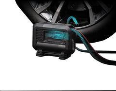 Noco AIR20 Tire Inflation Pump; AIR20; Portable Electric Pump; 0 To 40 Pounds Per Square Inch Range; Without Gauge; 3 Foot Braided Inflation Hose; Black; 4 To 122 Degree Fahrenheit Operating/ Storage Temperature; Metal; With 20 Foot Power Cord/ Battery Clamps/ Presta Valve Adapter/ Needle Adapter/ Inflatable Toy Adapter/ Clamps/ Microfiber Storage Bag