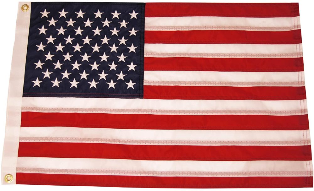 Taylor Made 8418 Flag -  Marine Series -  Sewn 50 Star Flag -  18 Inch Length x 12 Inch Height -  Nylon Fabric -  With Brass Grommets -  Four Needle Flyend