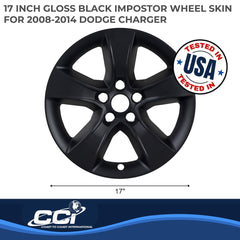 Coast2Coast: IWCIMP352BLK Wheel Skin -  IMPOSTOR ® -  17 Inch -  5 Spokes -  Snap-On -  Painted -  Gloss Black -  ABS Plastic -  Set Of 4