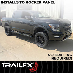 TrailFX A7001B Nerf Bar -  TFX 5" Oval Straight Side Bars -  With Step Pads -  5 Inch Oval Straight -  Powder Coated -  Black -  Steel -  With Welded End Caps -  Frame Body Mount Bolts