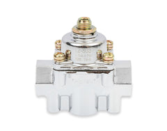 Holley Performance 12-803 Fuel Pressure Regulator; 4-1/2-9 PSI; 3/8 Inch NPT Inlet/Outlets; Gasoline; Satin Chrome; Aluminum; With Mounting Bracket
