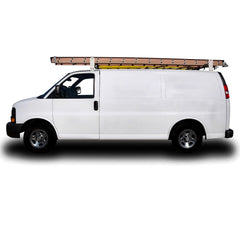 TrailFX FCLR004W Ladder Rack -  TFX Universal Van Racks -  600 Pound Capacity -  Universal 2 Bar 53 To 63 Inch Adjustable Length -  Powder Coated -  White -  Steel -  Fits Vans With Gutters