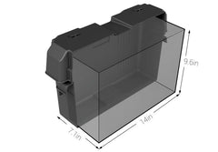 Noco BG31 Battery Box; HM318BKS; Fits Group 24 To 31 Automotive/ Marine/ RV Batteries; Snap-Top; Rugged Design; Black; Reinforced Plastic; Fully Ventilated; 14 Inch Length x 7.1 Inch Width x 9.6 Inch Height Internal Dimension; 17.6 Inch Length x 10 Inch Width x 10.7 Inch Height External Dimension; UV Resistant; Impact Resistant To -20 Degree Fahrenheit; Coast Guard/ ABYC Certified; Includes 42 Inch Battery Box Strap