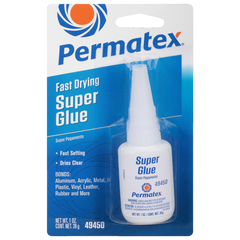 Permatex 49450 Super Glue; Used To Bond Metal/ Plastics/ Rubber/ Vinyl/ Paper/ Wood And Textiles; Gel; 1 Ounce Bottle; Single