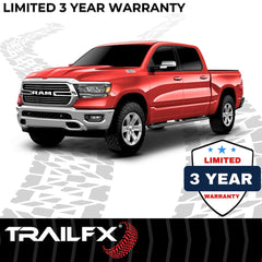 TrailFX A4015B Nerf Bar -  TFX 4" Trapezoid Side Steps -  With Step Pads -  4 Inch Trapezoidal Straight -  Powder Coated -  Titanium Black -  Steel -  With Plastic End Caps -  Rocker Panel Mount
