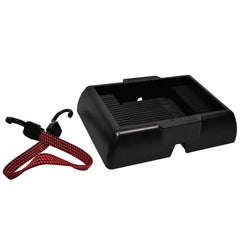 Hughes Auto RVSTND Voltage Booster Stand; Use To Keep RV Voltage Booster Out Of Shallow Water/ Mud/ Dirt/ Moisture; Screw-On Mount; Black; ABS Plastic; With Bunge Strap And Mounting Hardware