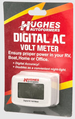 Hughes Auto DVM1221 Line Voltage Monitor; Provides A Continuous And Accurate Reading Of AC Line Voltage; Plug In Wall Socket; Measures Voltage Between 90 To 132 Volt AC; Digital Display; Can Also Be Used As A Night Light