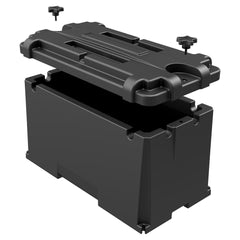 Noco HM408 Battery Box; Fits 4D Group Batteries; Black; Polyethylene Plastic; Full Flow Ventilation; With Captive Lid; Large Cable Entry Holes; Impact Resistant To -40 Degree Fahrenheit