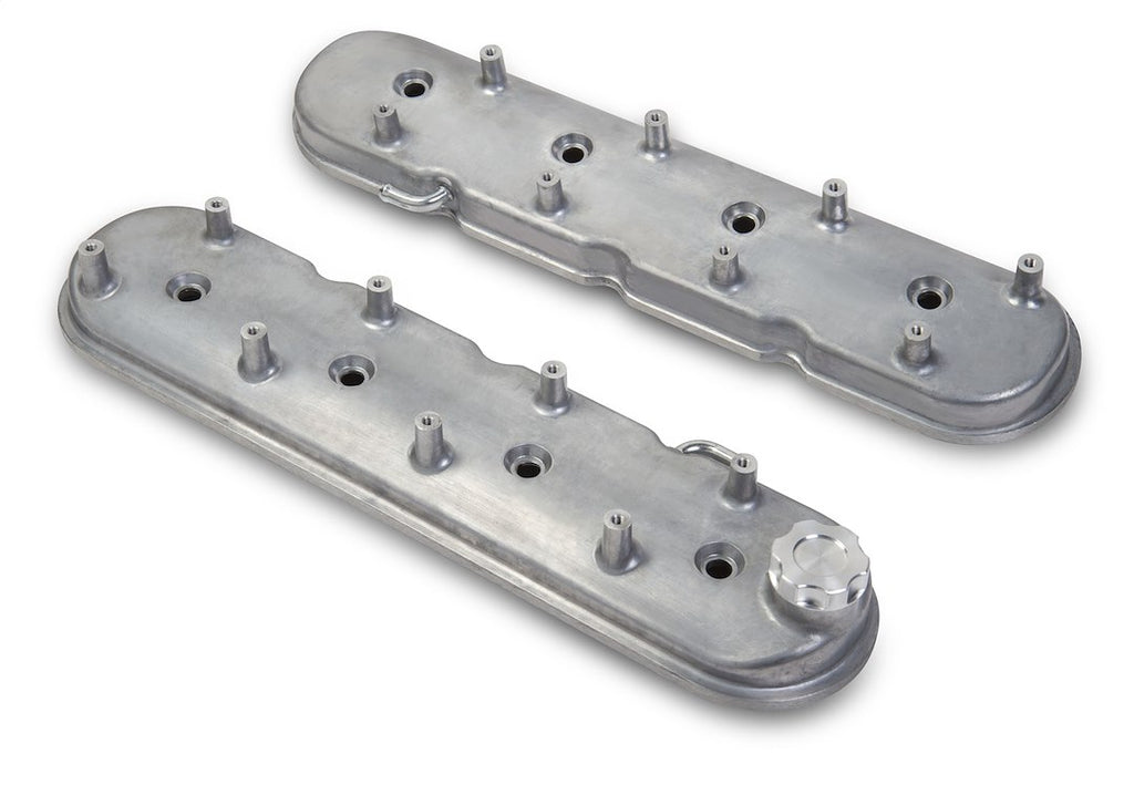 Holley Performance 241-88 Valve Cover; For Use With GM LS Engines; With Billet Aluminum Oil Fill Cap; With OEM Style Baffle; Natural Cast; Aluminum; Set of 2