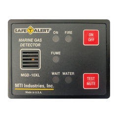 MTI Industry MGD-10XL Boat Monitoring System; Safe-T-Alert ™; For Detecting Gas Fume/ Fire/ Flood With Alarm And Monitoring Bilge Pump Activity/ Bilge Water Level/ High Heat; Surface Mount; 12 Volt DC Power Supply; 3-1/4 Inch Width x 2-3/4 Inch Height x 3/4 Inch Depth; Black
