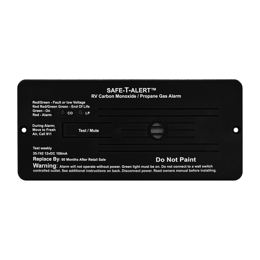 MTI Industry 35-742-BL Carbon Monoxide/ Propane Leak Detector; Safe-T-Alert ™; Detects Both LP And CO Gas; Alerts To Leak With Beeping; With LED Indicator; Flush Mount; 12 Volt Hardwire; Black