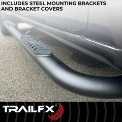 TrailFX A1014B Nerf Bar -  TFX 4" Oval Tube Side Steps -  With Step Pads -  4 Inch Oval Bent -  Titanium Black -  Mild Steel -  With Welded End Caps -  Rocker Panel Mount