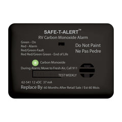 MTI Industry 62-541-BL Carbon Monoxide Detector; Safe-T-Alert ™; Surface Mount Detector; Alerts To Leak With Beeping; Without Digital Display; 13.8 Volt DC; Black; 3-1/2 Inch Width x 2-1/2 Inch Height x 1-1/4 Inch Depth